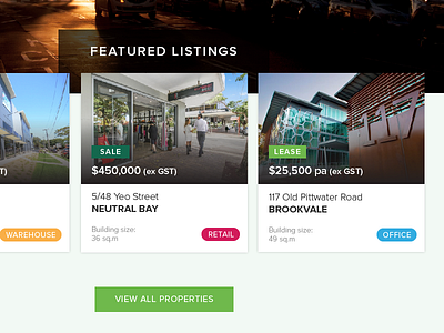 Real Estate Homepage layout listing property real estate sale ui website