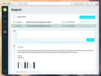 Support Ticket clean dashboard interface layout minimal support ticket. ui ux