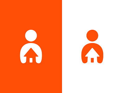 Home Logo branding home house human logo negative space orange person