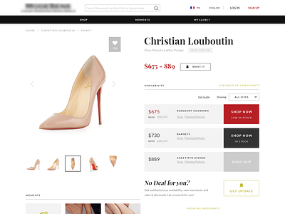 Fashion e-commerce site product page by Lorrie Liu on Dribbble
