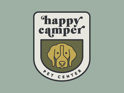 Happy Camper 2 badge camping dog icon illustration logo outdoors retro typography vector vintage