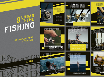Instaram Post Urban Theme "FISHING" graphic design instagram post instagram template layout social media design social media templates
