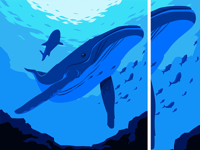Underwater abhishek paste blue design fish illustration ocean underwater vector whale
