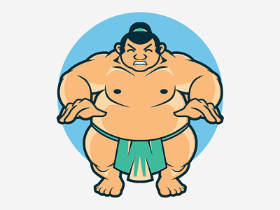 Angry Sumo athlete background banner cartoon character chubby concept creative fat festival fighter fitness flat graphic heavy illustration japan japanese large logoma