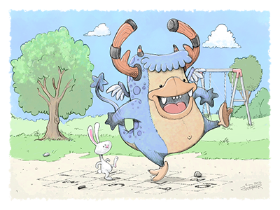 Hopscotch: Monstas and Bunni arrrggghhh bunny characterdesign creature cute hopscotch monster rabbit whimsical