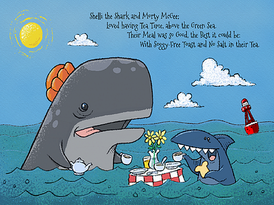 Sea Teatime arrrggghhh characterdesign creatures cute ocean rhyme shark teatime whale whimsical