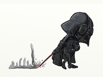 Worn Darth Vader arrrggghhh characterdesign darth darthvader illustrationfriday lightsaber starwars vader