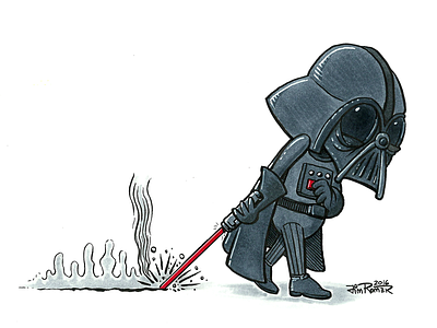 Non-Digital version of "Worn" from Inktober 2016 arrrggghhh darth darthvader inktober lightsaber maytheforcebewithyou starwars vader