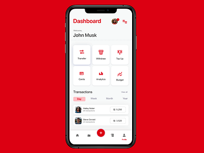 Dashboard for mobile Bank app app design ui ux