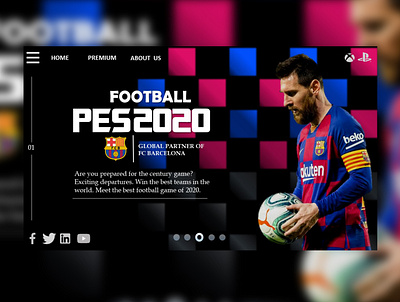 LIONEL MESSI WEB DESIGN 2020 design football game illustration interface lionel messi messi playstation powerpoint pptx ps4 soccer web xbox