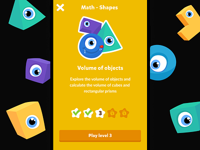 Start screen app elearning gamification icon illustration kids math mobile ui ux visual design