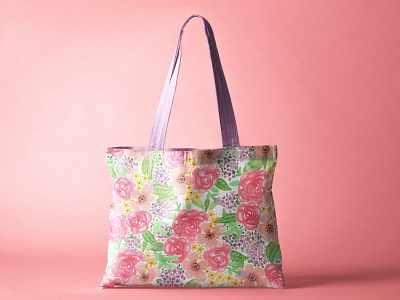 Floral Tote bag design floral illustration packaging design roses tote watercolour