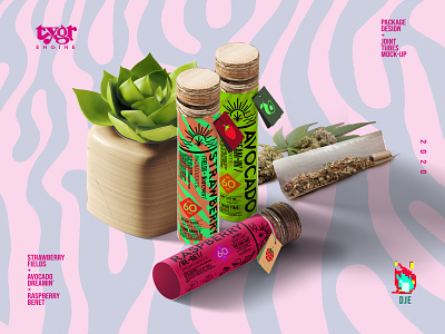 Tygr Joint Tubes avocado cannabis design exploratory flavors joints label los angeles lyrics mock up package raspberry soft strawberry stripes tiger tube vibrant vile weed