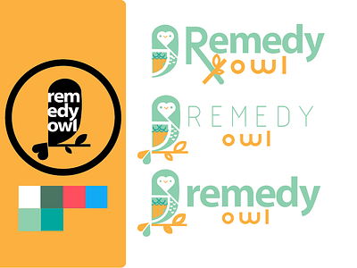 Remedy Owl Mark and Logo/Text design exploratory graphic art icon idendity illustration logo simple typography vector