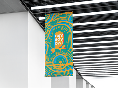 Flag Mockup Remedy Owl banner branding design exploratory flag graphic art idendity logo mental health vector