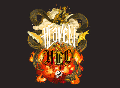 Heaven and Hell Stout Label beer label branding design exploratory flames graphic art idendity illustration illustrative design typography
