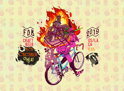 October Heat beer bike branding design dreamcatcher exploratory flames icon icons idendity illustration logo magenta photoshop pink summer super nintendo typography witch