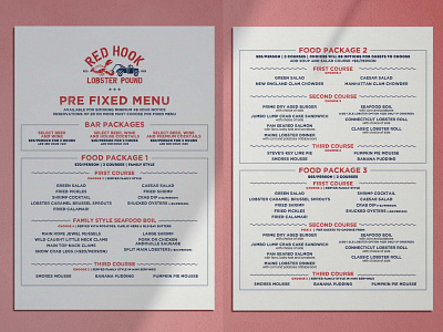 Redhook Lobster Pound Pre Fixed Catering Menu branding design graphic design menu menu design print design