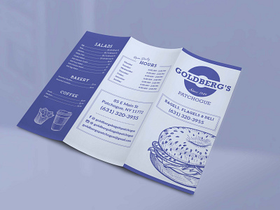 Goldberg's Deli & Bagels Take Out Menu design graphic design menu design print design