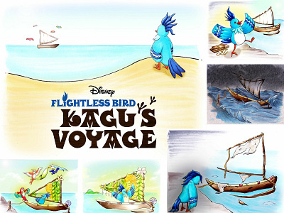 Flightless Bird Kagu's Voyage character design illustration rendering sketch