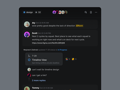Chat channel chat component design system reaction replies thread