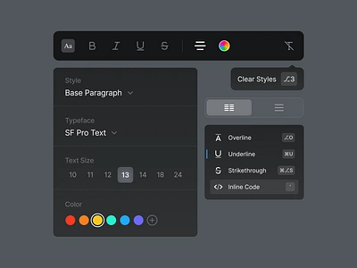 VSX - Text Editing components design system edit font product designer texture visual system