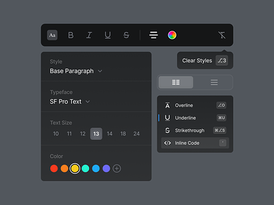 VSX - Text Editing components design system edit font product designer texture visual system