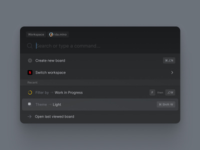 ⌘K component design system keyboard modal quick access quick search shortcuts workspace