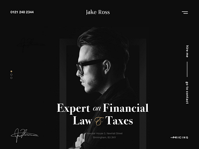 Jake Ross black clean dark desktop flat lawyer portfolio ui ux webdesign