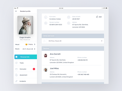 ipad resident profile app dashboard flat infull ios ipad mobile ui ux