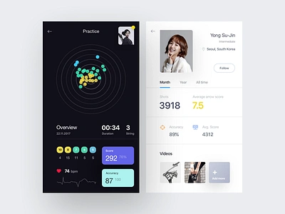 archery tracker app archery dashboard flat ios mobile profile social ui ux