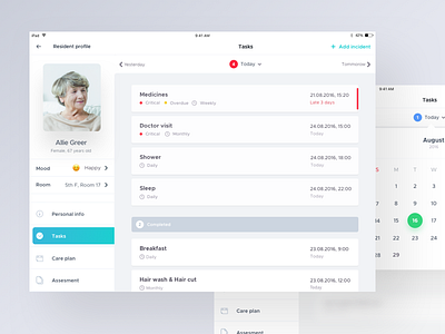 healthcare tasks app dashboard flat healthcare infull ios ipad mobile ui ux