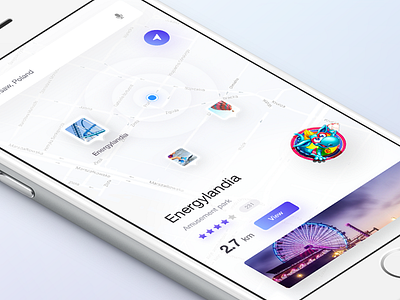 nearby attractions 2 app ecommerce flat map minimal mobile shop travel ui