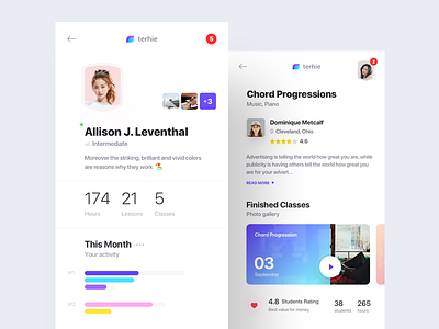terhie - user profile & lesson details