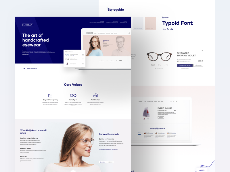 Muscat on Behance eyewear landing behance