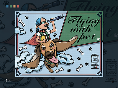 Flying with pet illustration