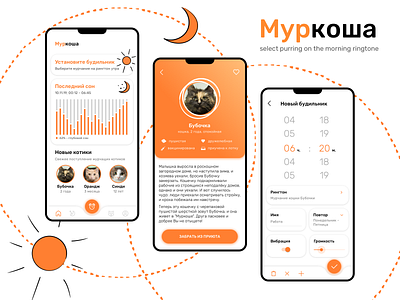 Alarm clock app for cat shelter alarm clock app cats illustration ui ux