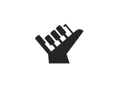 Shaka Sign Piano black brand designer double meaning dual meaning logo illustration logo logo design logo designer minimal minimalist negative space shaka sign shaka sign piano shaka symbol