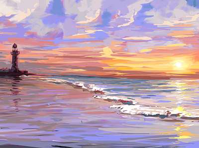 Sunset illustration krita sunset