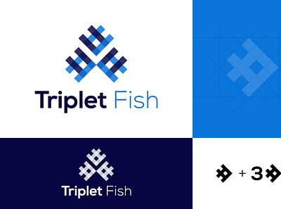 Logo Design for Triplet fish business creative design custom fishing graphic design icon design logo design minimalist professional unique logo vector