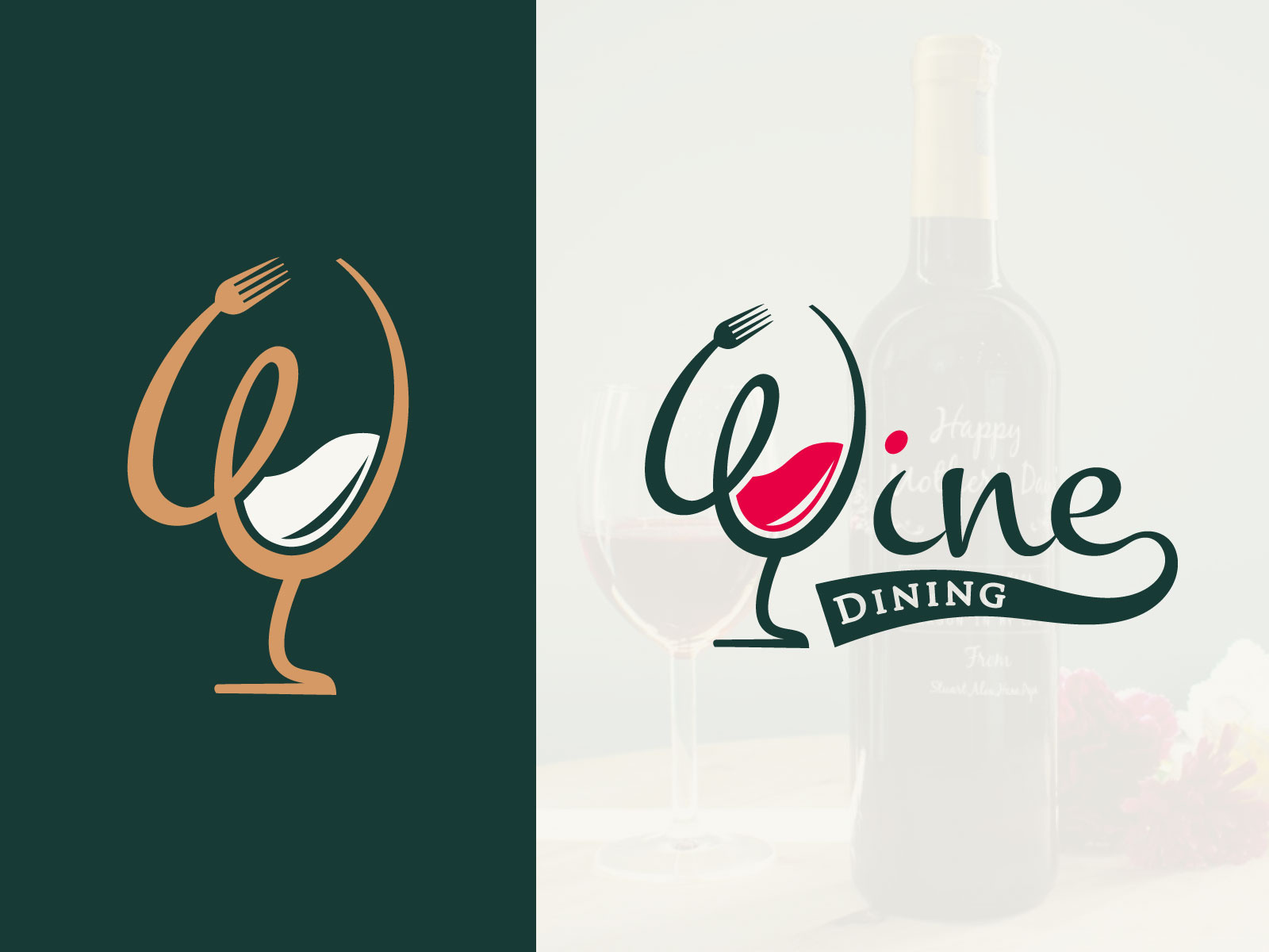 Wine Dining Logo by Ebrahim's Logo on Dribbble