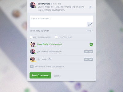 Notify app avatars comments conversation invision notify post ui