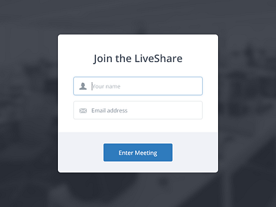 Join Modal blue blur email guest invision join liveshare meeting modal sign up user