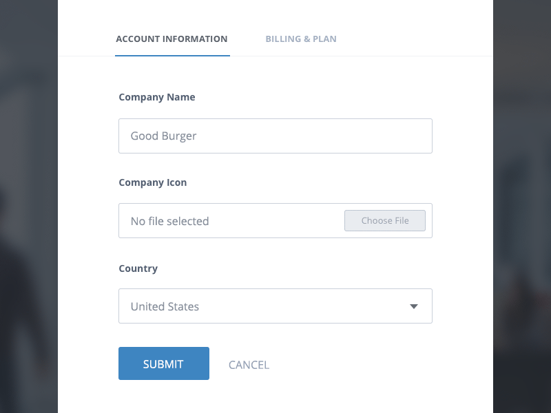 Form Styles account billing choose file form info invision select submit upload