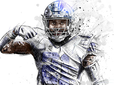 Sport illustration for Bleacher Report: Ezekiel Elliott drawing football illustration ink nfl pencil photoshop portrait quarterback sport wacom watercolor