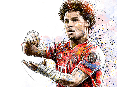 FC Bayern Munich Illustration: Serge Gnabry digital art drawing fc bayern football football club gnabry illustration ink pencil photoshop portrait soccer sport wacom watercolor