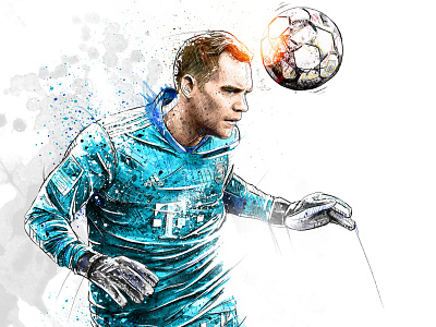 FC Bayern Munich Illustration: Manuel Neuer digital art drawing fc bayern football football club illustration ink manuel neuer pencil photoshop portrait soccer sport wacom watercolor