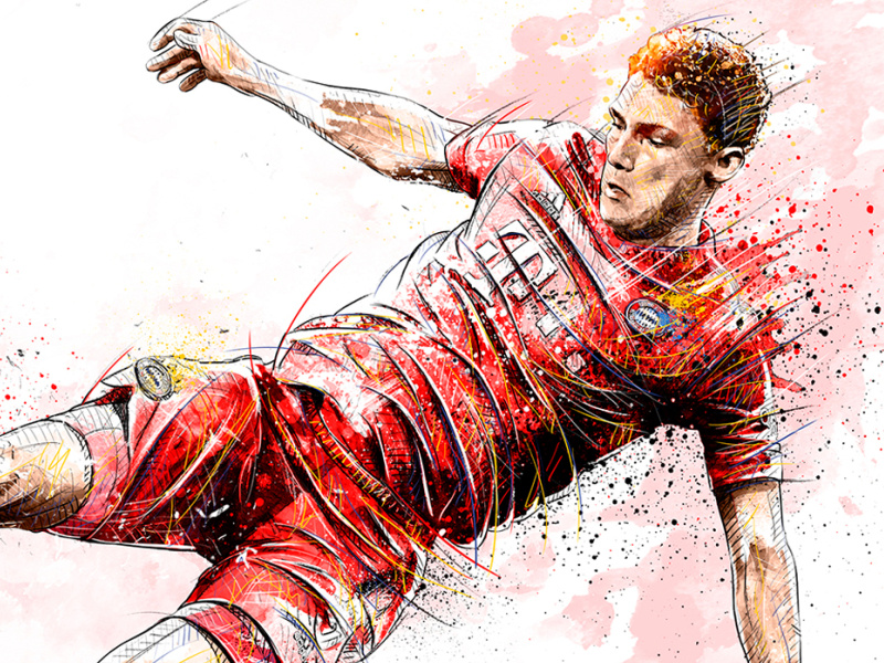 FC Bayern Munich Illustration: Benjamin Pavard digital art drawing football football club illustration ink pavard pencil photoshop soccer sport wacom watercolor