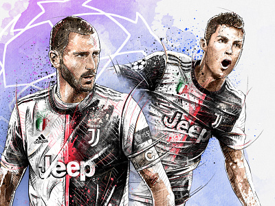 Illustration for Juventus: Ronaldo & Bonucci athlete bonucci drawing dynamic football illustration juventus pencil photoshop ronaldo soccer sport wacom watercolor