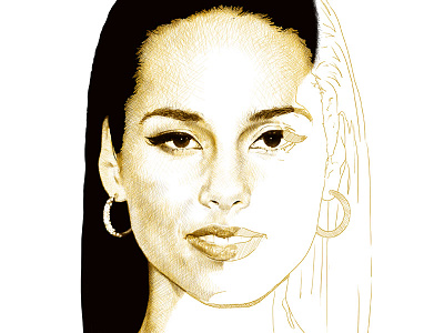 Portrait of Alicia Keys alicia keys drawing face illustration ink music pencil portrait singer soul watercolor woman